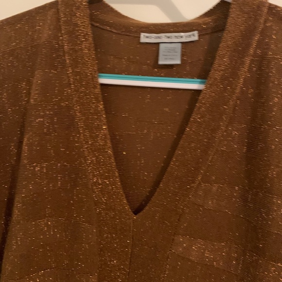 two-one-two New York Size M Brown Sparkle Knit Y2K - Picture 2 of 7
